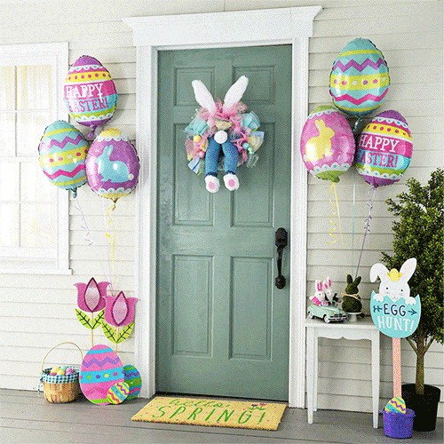 Easter Banner 20 PCS Easter Bunny Balloons Family Easter Decorations Easter Gifts RECUTMS Easter Party Decoration Supplies Kits